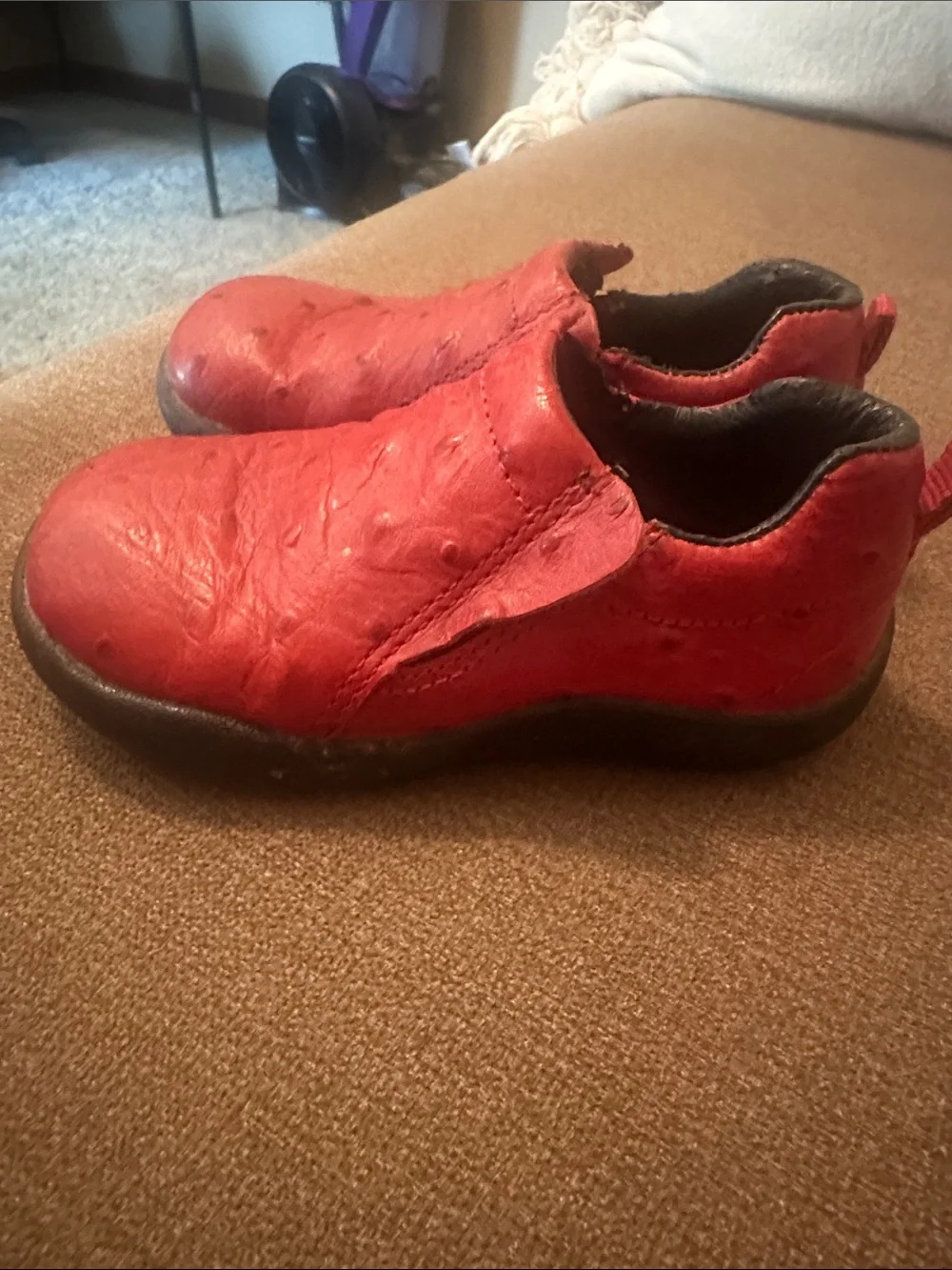 Roper Toddler Size 7 Red Faux Ostrich Western Slip On Shoes